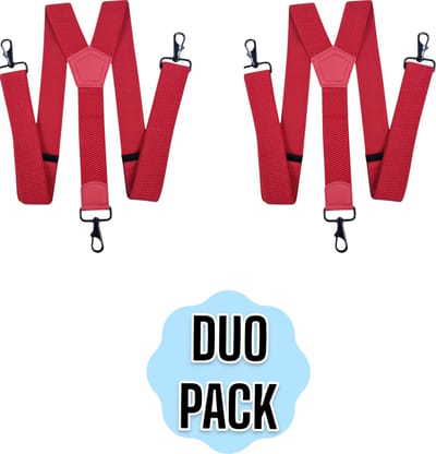 Duo Pack Bretels Rood Met 3 stevige Karabijnhaken Voor om de lus Van je broek