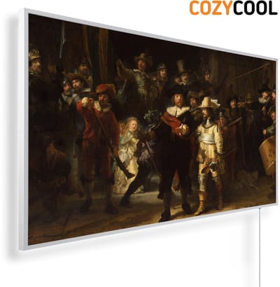 Infraroodpaneel met afbeelding | De nachtwacht | 1200 Watt | Witte lijst | Infrarood verwarmingspaneel | Infrarood paneel | Infrarood verwarming