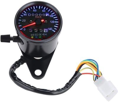 Allecto - Universele kilometerteller - Motorfiets - LED-achtergrondverlichting - Zwart - Dubbele snelheidsmeter - Geschikt voor diverse motoren -