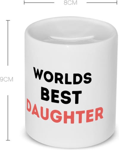 Akyol - worlds best daughter Spaarpot - Dochter - de beste dochter - verjaardagscadeau - verjaardag - cadeau - cadeautje voor dochter - dochter artikelen - kado - geschenk - gift - 350 ML inhoud