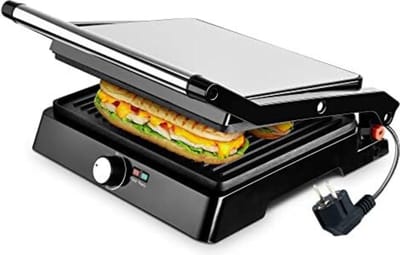 Grill Apparaat Uitneembare Platen - Contactgrill met Uitneembare Platen - Grill Plaat - Tosti Ijzer met Uitneembare Platen - 2-in-1 2200 W, Roestvrij staal/zwart