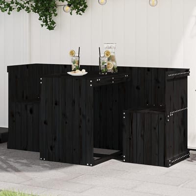 Balkonset Grenenhout - Terrasmeubilair Set - Buiten Zitten - Massief Duurzaam Hout - 158 cm Lengte - Zwart