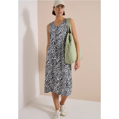 Midi-jurk met V-hals en zebraprint