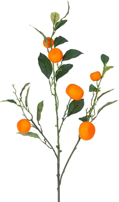 Easyplants | Kunsttak Mandarin 104 cm oranje | Zijde | Nepbloemen | oranje | Onderhoudsvrij | Kant-en-klaar