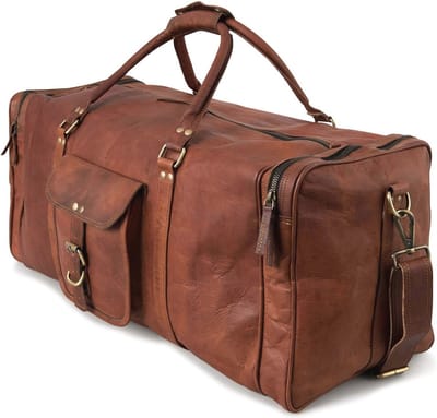 Vintage Leren Weekender Tas voor Reizen en Sport