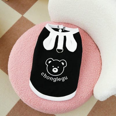 Gilet pour chien Vêtements pour chien de compagnie Imprimé ours mignon T-shirt d'été noir et blanc pour chiot Vêtements pour chien Chihuahua Bichon Vêtements pour chien M
