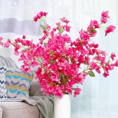 SnelShoppen - Kunstbloemen Zijde Bougainvillea Takken Faux Kunstmatige Bloemen Stengels 114 cm Hot Pink - 4 Stuks voor Bruiloft Tafelstukken, Woondeco