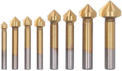 Dailygoods- Chamfer Cutter 90 Graden Tip - Beitelset 8 Stuks - Hout/Metaal/Rubber/Plastic - Titanium Legering - Schokbestendig - Duurzaam - Beitel
