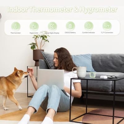 Mini Hygrometer en Thermometer voor Binnen - Kamertemperatuur en Luchtvochtigheid Monitor met Comfort Indicator