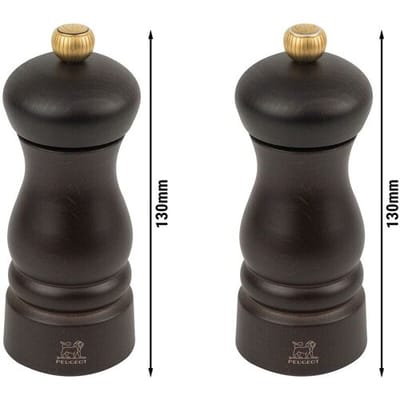 (6 stuks) PEUGEOT CLERMONT - Zout & Peper Molen - Hout - Chocolade - Hoogte: 130mm