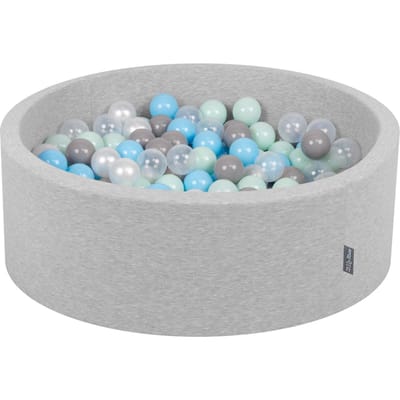 KiddyMoon ballenbad 90x30cm - 200 ballen ∅ 7cm ballenbad met kleurrijke ballen voor baby's kinderen rond - lichtgrijs:pearl/grijs/transparant/babyblauw/mint