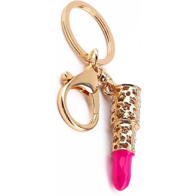 Kristallen make-up lippenstift sleutelhanger strass portemonnee tas charme hanger sleutelhanger cadeau beige