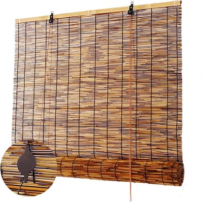 Verduisterende Bamboe Tinten Voor Buitenterras, Bamboe Oprolgordijn Breed 50cm - 165cm, Natuurlijke Bamboe Rolgordijnen Zonnescherm (Size : 110x120cm)
