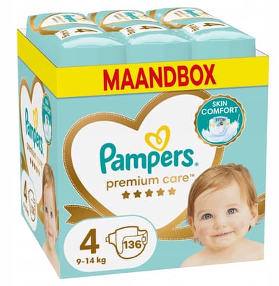 Pampers Premium Care Luiers Maat 4 (9-14 kg) - 136 stuks