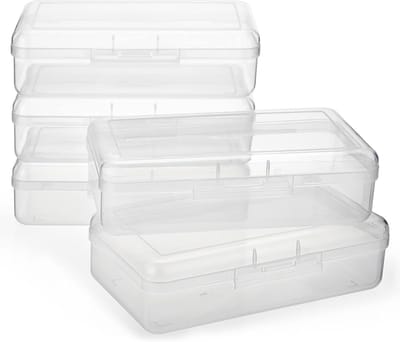 5-delige set kunststof potloodboxhouders, potloodhoes, opbergbox voor thuiskantoor, opbergbox voor kantoorartikelen, doorzichtig