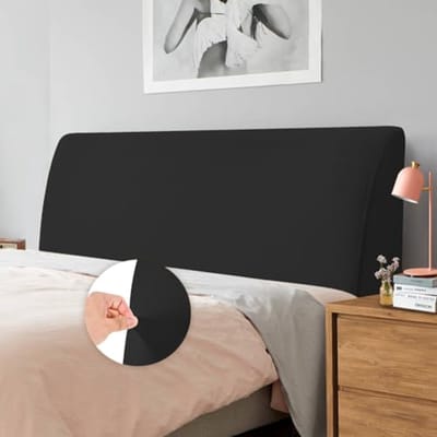 Hoofdbordhoes Bed - Hoofdbord Bekleding - Slaapkamer Decoratie - Zachte Stretch Stof - 120-140 cm - Zwart