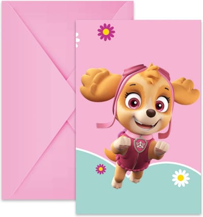 Vegaoo - 6 Paw Patrol uitnodigingen met Skye en Everest
