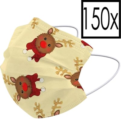 Mondkapje Wegwerp Mondmasker Kerst Universeel Niet Medisch Rendier - 150x