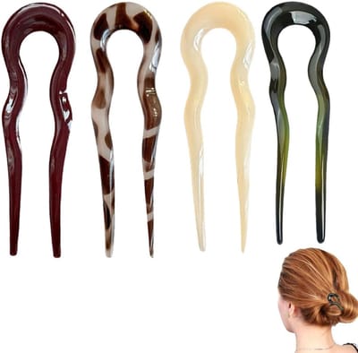 Haarspelden U-vormig 4 Stuks - Grote Franse Haarklemmen - Voor Dikke Haar en Updo's - Creëer Elegante Haarstijlen - ShopVlot