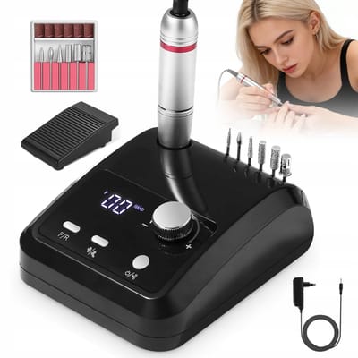Nagelfrees - Elektrische Nagelvijl - 0-45000rpm - Zwart - LCD-display | Voetpedaal | Lage trillingen en weinig geluid - 220V - Met 6 Bits
