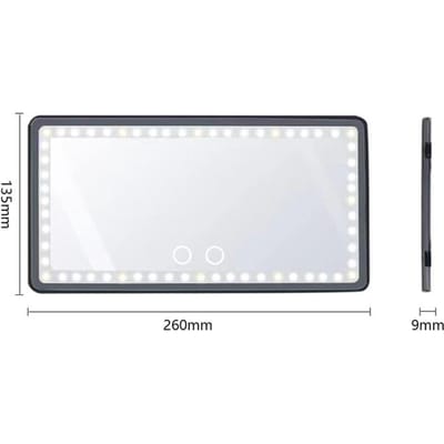 Auto Make-up Spiegel Touchscreen Capacitieve Verlichting Aanpassing Auto LED Cosmetische Spiegel voor Make-up zwart