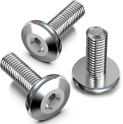 Set van 50 vlakke schroeven M6 x 20 mm, meubelschroeven met gedeeltelijke draad, cilindrische kop met zeskant en gegalvaniseerd staal voor meubels, bedden en kinderbedden