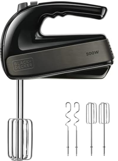 Handmixer 500W met 5 Snelheden en Turbofunctie | Ergonomisch Ontwerp | RVS Gardes & Deeghaken