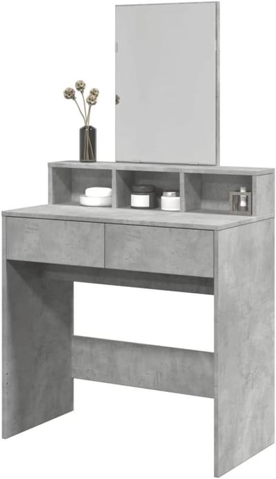 Make-uptafel - Kaptafel Dresser - Make-up Aanbrengen - Veelzijdige Opbergruimte - 80 x 41 x 144.5 cm - Betongrijs