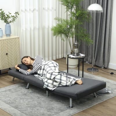 STILVORA Fauteuil 75 x 70 x 75 Cm - Met Bedfunctie En Verstelbare Rugleuning - Voor Woonkamer En Logeerkamer - Fluweellook Donkergrijs