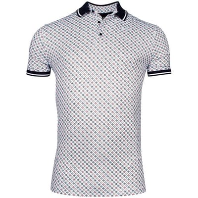 Giordano Polo Fabio Dynamic Flex Shadow Diamond Pattern Bruin-Blauw-Rood / male