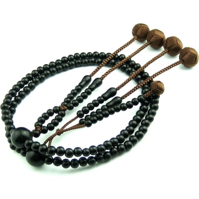 Chapelet Myorenka Secte Nichiren Hommes Shakuni Ébène Bontenbo Hon Cérémonie Chapelet 108 Perles Lotus Sac Inclus Bois Naturel Funérailles brun foncé