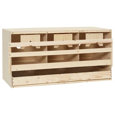 vidaXL - Kippenlegkast - 3 - compartimenten - 72x33x38 - cm - massief - grenenhout