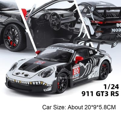 1:24 Schaal 911 Gt3 Rs Miniatuur Sportwagen Model Speelgoed Legering Spuitgietwerk Deuren Geopend Terugtrekken Schokabsorptie Simulatie Supercars