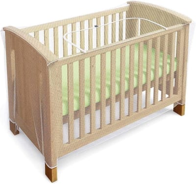 Dailygoods- Klamboe Insectenwerend - Klamboe Wieg - Muggennet met Rits - Transparant - Geschikt voor Kinderbedden - Gemakkelijke Toegang