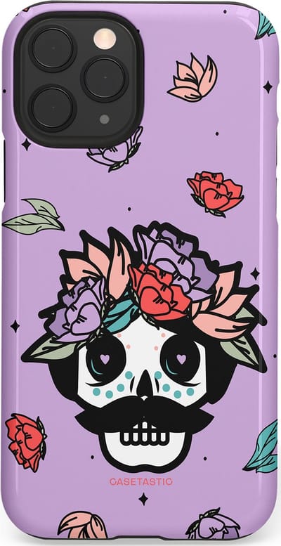 Casetastic Hoesje Geschikt voor Apple iPhone 11 Pro - Stijlvolle Beschermende Duo-layer Case - Schedel Snor