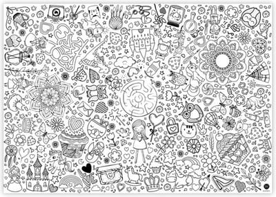Kleurbaar Tafelkleed kleurplaat - Inkleuren Inkleurbaar tafel kleed - Fantasie Unicorn Eenhoorn Dieren Bloemen Prinses Sprookje Bloem Vlinder Fantasy Princess Meisje - Kleur plaat Tekening Eettafel Versiering Tekenen Kleuren XL Kleurplaat Tablecloth