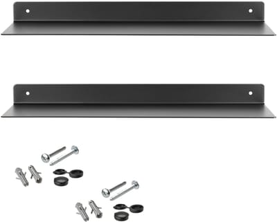 SOTECH set van 2 design wandplanken HOVER-III 350 x 130 x 30 mm zwart, wandbevestiging, wandplank incl. bevestigingsset, moderne plank