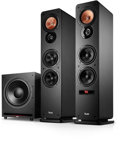 Teufel Ultima 40 ACTIVE 3 Club Edition - Krachtig 2.1 audioysteem met actieve vloerstaanders en subwoofer, bluetooth aptX, 260 W, basreflex, ingebouwde versterker, HDMI ARC CEC, USB-C - zwart