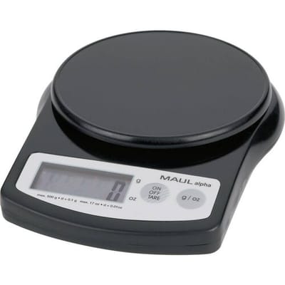 MAULalpha 500G 16405 90 Brievenweegschaal Weegbereik (max.) 0.5 kg Resolutie 0.1 g werkt op batterijen Zwart