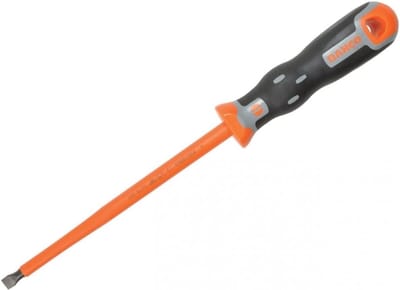 Geïsoleerde Schroevendraaier - Punt Schroevendraaier - Elektra Werkzaamheden - Geïsoleerde Greep - 8.0 mm x 175 mm - Zwart/Oranje