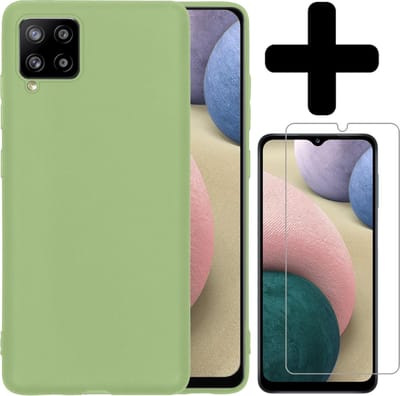 Hoesje - Met Screenprotector - Geschikt voor Samsung Galaxy A12 - Sterk & Shockproof - Telefoon Hoes - Back Cover - Siliconen Case - Telefoonhoes - Groen
