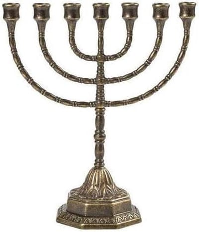 Kandelaar 7 armen - Messing kandelaar - Religieuze momenten - Gepolijst messing ontwerp - 31 cm hoog - Brons