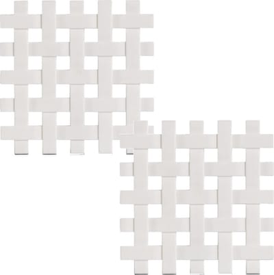 Set van 2x stuks witte pannenonderzetters gevlochten siliconen 17 x 17 cm - Keukenbenodigdheden - Kookbenodigdheden - Onderzetters