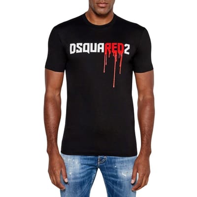 DSquared2 Rood Logo Heren T-shirt (Zwart)