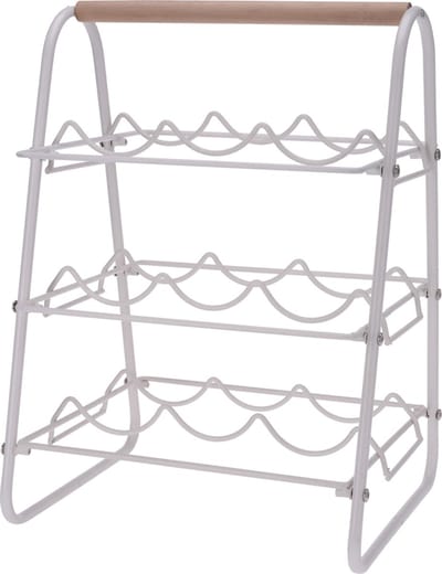 Excellent Houseware metalen wijnrek - wit - voor 9 flessen - 33 x 29 x 46 cm