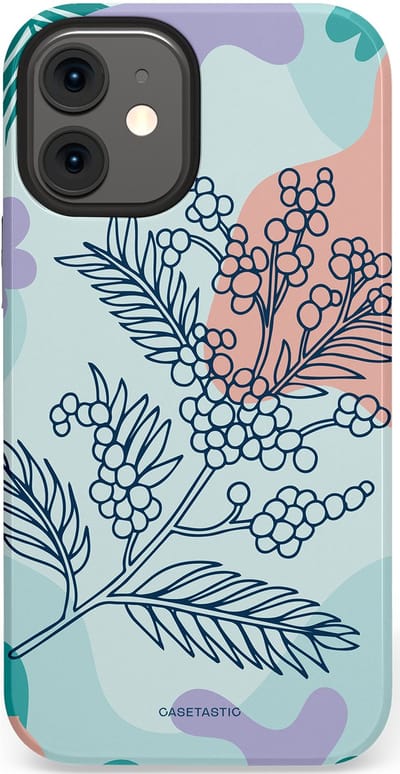 Casetastic Hoesje Geschikt voor Apple iPhone 12 Mini - Stijlvolle Beschermende Duo-layer Case - Aquarel Bladeren
