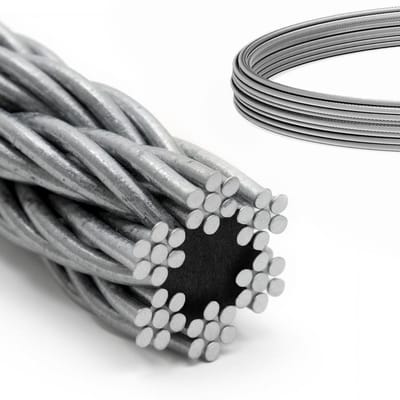 DQ-PP STAALKABEL 100 m, 6x7, 1,5 mm gegalvaniseerde staalkabel, bosbouwkabel, lierkabel, spankabel, geschikt voor diverse toepassingen zoals lieren, bevestigingen en het trekken van zware lasten