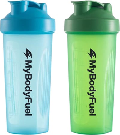 MyBodyFuel - Shakebeker - 700 ml - met mixfilter - Blauw en Groen - Set van 2 - Proteïne Shaker - BPA-vrij