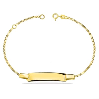 Juwelier Zwartevalk - 9 karaat kinderarmband met graveerplaat - 13.176/12-14cm