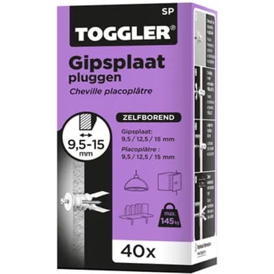 Toggler Plug Voor Gipsplaat Sp Kunststof - Diam. 8 Mm - 40 Stuks